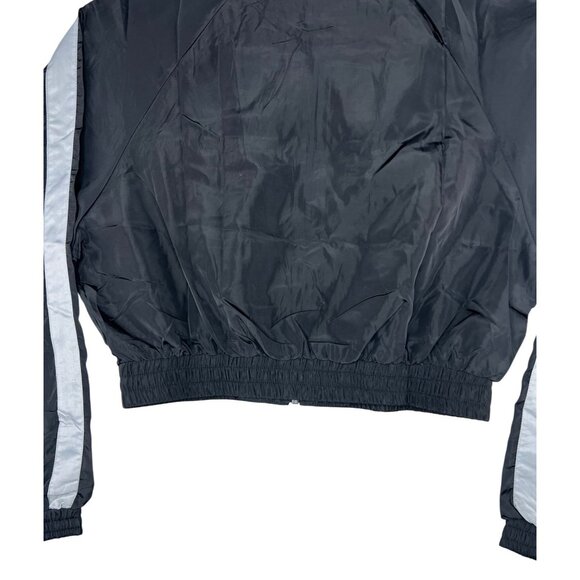 Cest Toi Cropped Black Nylon Jacket With Reflective Stripes & Zippered Front M - Picture 14 of 16